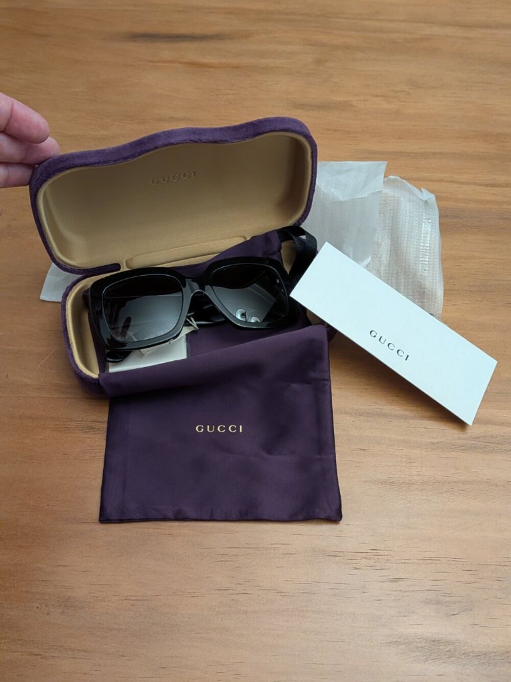 BRAND NEW Gucci GG0141SN Grey Gradient Square Ladies Sunglasses